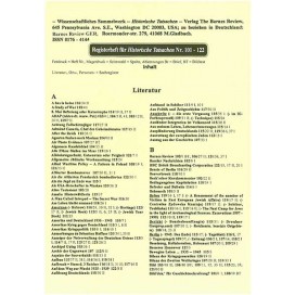 Historische Tatsachen Nr. 122a - REGISTERHEFT für die Historische Tatsachen Nr.  101 - 122